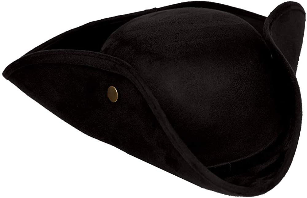 Faux Suede Tri Corner Hat-Black Underwraps  30047