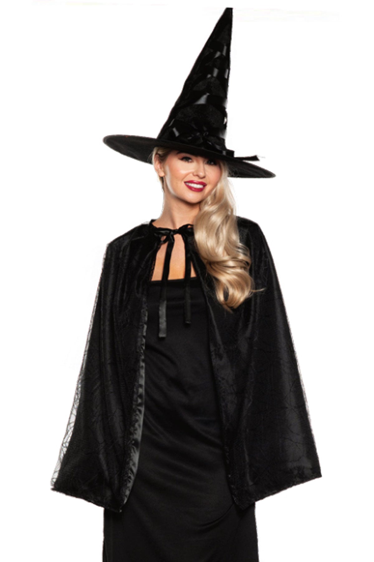 Witch Cape & Hat Set-Black Underwraps  30748