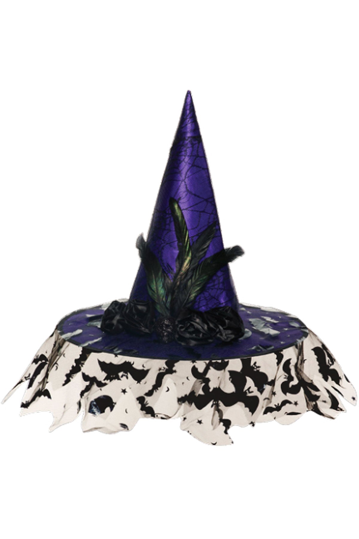 Deluxe Witch Hat With Veil-Purple Underwraps  30786