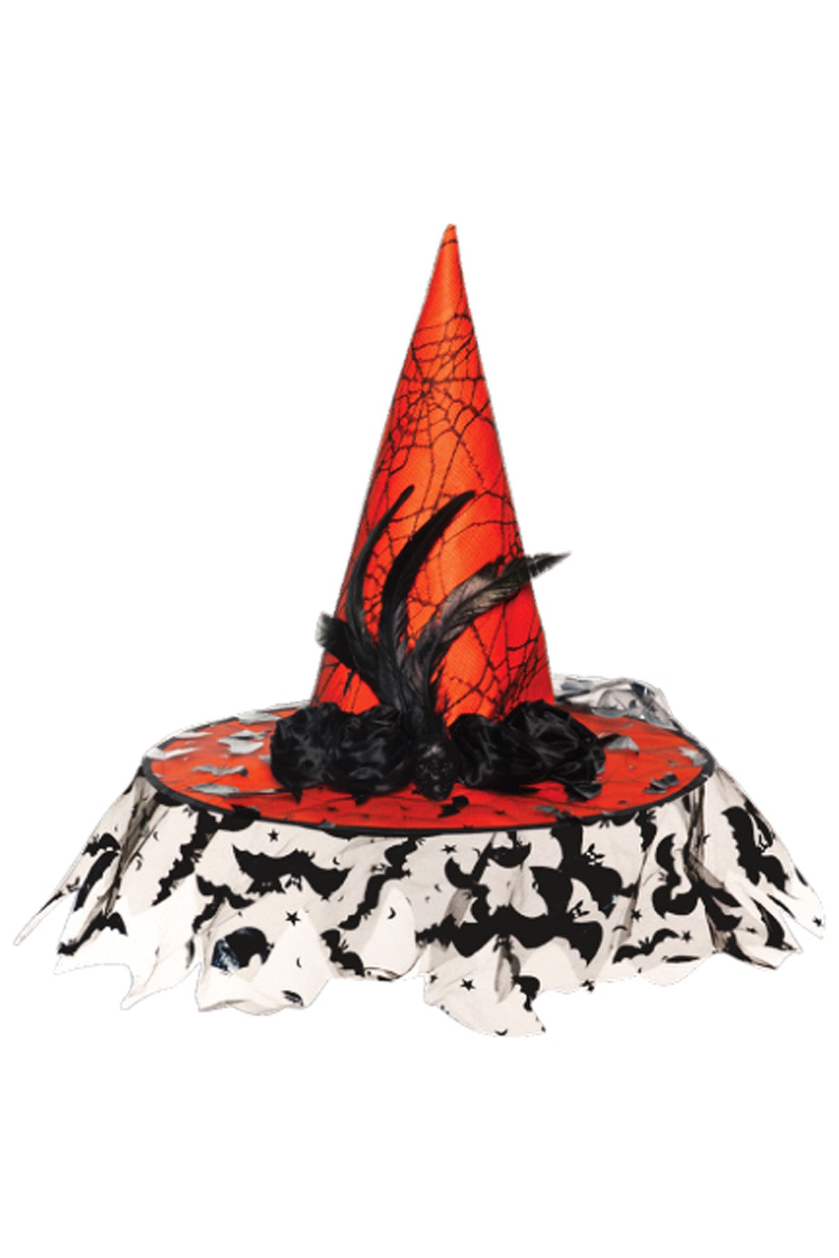 Deluxe Witch Hat With Veil-Orange Underwraps  30787