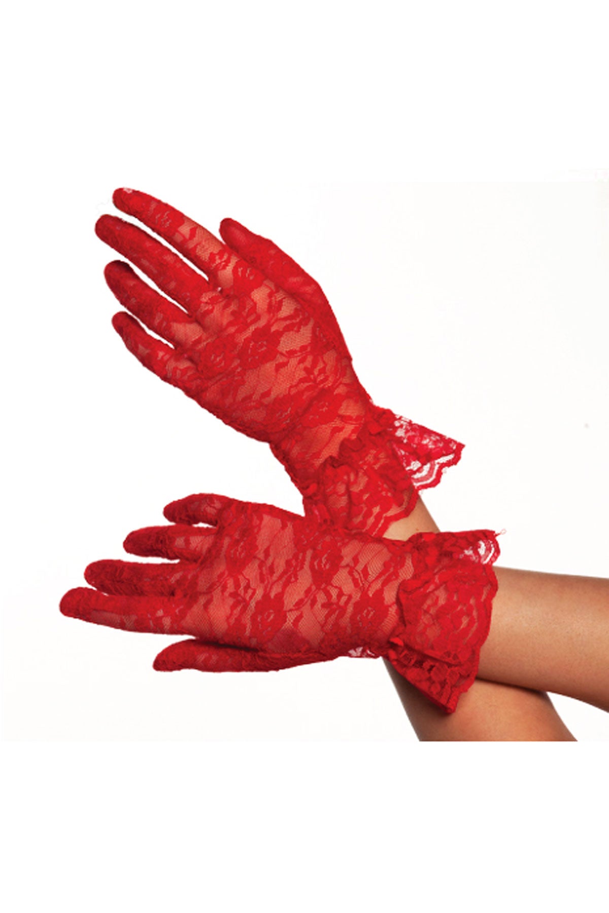 Lace Wrist Gloves-Red Underwraps  30832