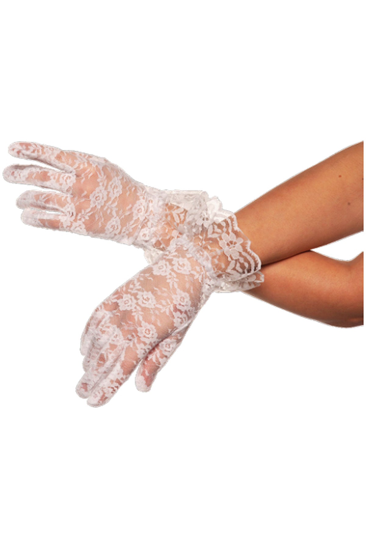 Lace Wrist Gloves-White Underwraps  30833