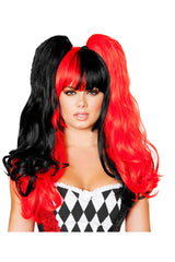 Black Red Circus Clown Court Jester Wig Roma WIG101