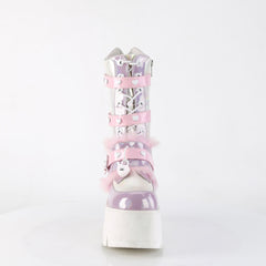 3" Chunky Heel, 2" Pf Lace-Up Mid-Calf Bt, Side Zip Pleaser Demonia ASHES/120