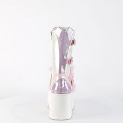 3" Chunky Heel, 2" Pf Lace-Up Mid-Calf Bt, Side Zip Pleaser Demonia ASHES/120