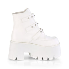 3 1/2" Chunky Heel, Cut Out Pf Ankle Boot Pleaser Demonia ASHES/55