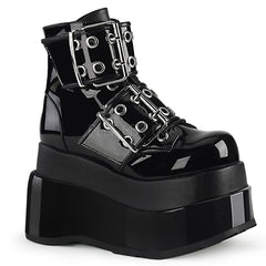 4 1/2" Tiered PF Lace-Up Ankle Boot, Side Zip Pleaser Demonia BEAR104/BPT-BVL