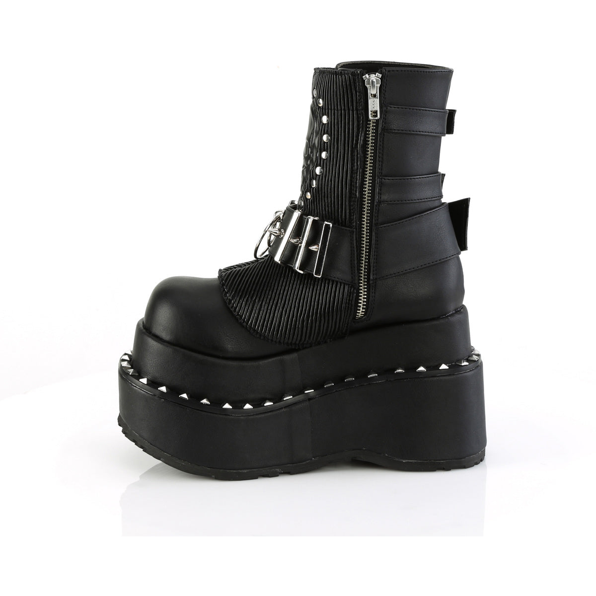 4 1/2" Tiered Pf Lace-Up Ankle Boot, Side Zip Pleaser Demonia BEAR150/BVL