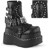 4 1/2" Tiered Pf Lace-Up Ankle Boot, Side Zip Pleaser Demonia BEAR150/BVL