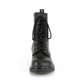 1 1/4" Heel 10-Eyelet Mid Calf Unisex Vegan Boot, Side Zip Pleaser Demonia BOLT/200