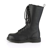 1 1/4" Heel 14-Eyelet Mid Calf Unisex Vegan Boot, Side Zip Pleaser Demonia BOLT/300