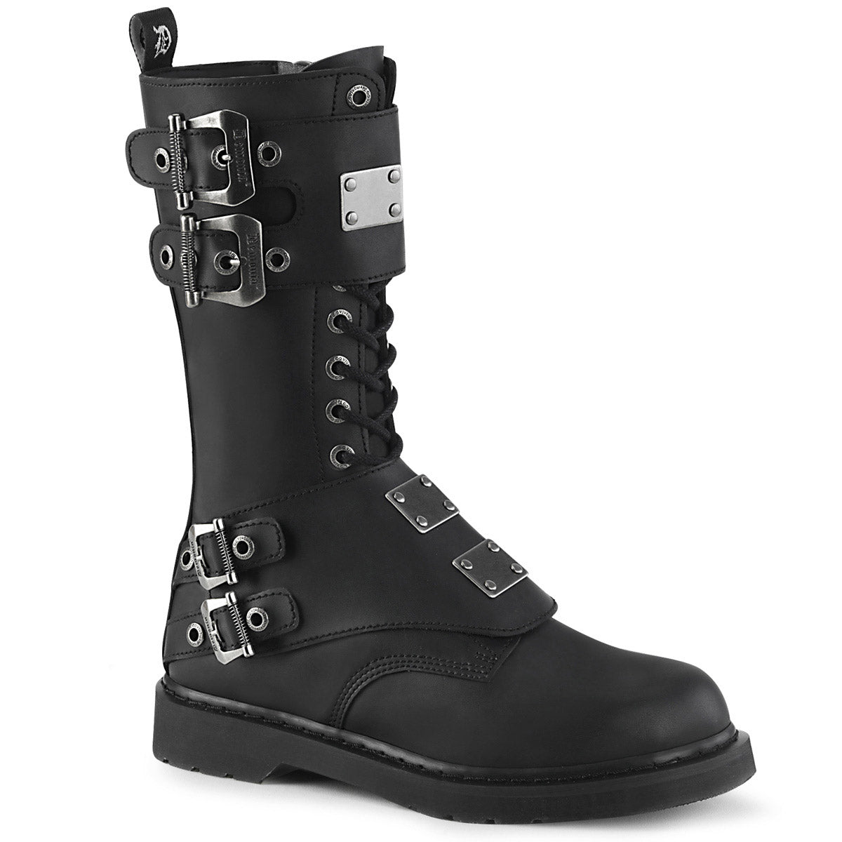 1 1/4" Heel 14 Eyelet  Mid-Calf Combat Boot, Side Zip Pleaser Demonia BOLT/345