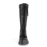 1 1/4" Heel 20-Eyelet Knee High Unisex Vegan Boot, Side Zip Pleaser Demonia BOLT/400