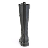 1 1/4" Heel 20-Eyelet Knee High Unisex Vegan Boot, Side Zip Pleaser Demonia BOLT/400