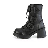 2 3/4" Heel, 1" Platform Lace-Up Ankle Boot, Inside Zip Pleaser Demonia BRATTY118/BVL