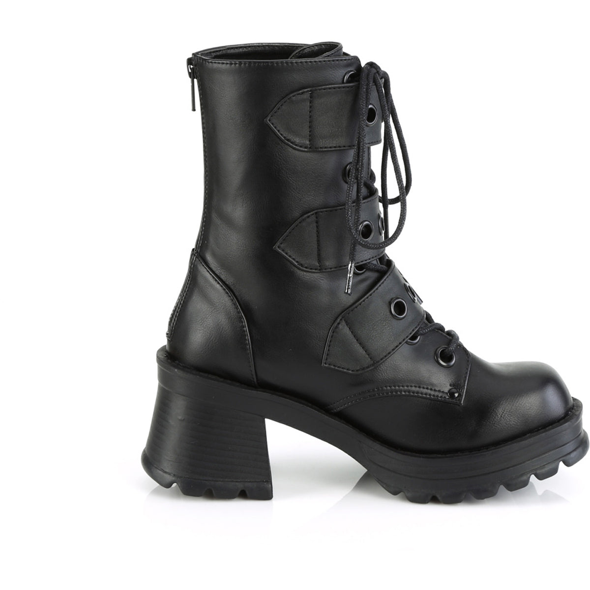 2 3/4" Heel, 1" Platform Lace-Up Ankle Boot, Inside Zip Pleaser Demonia BRATTY118/BVL