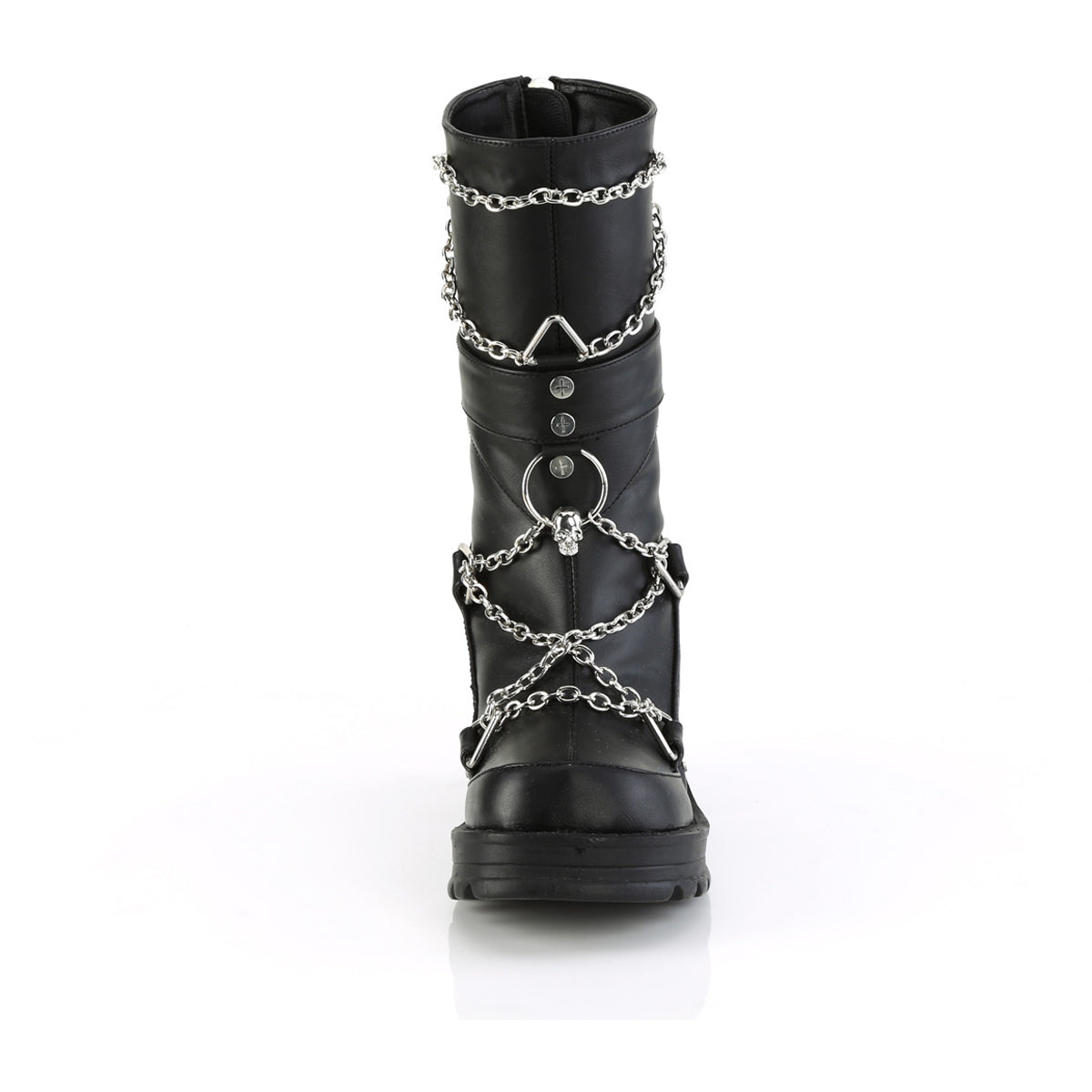 2 3/4" Heel, 1" Platform Mid-Calf Boot, Back Zip Pleaser Demonia BRATTY120/BVL