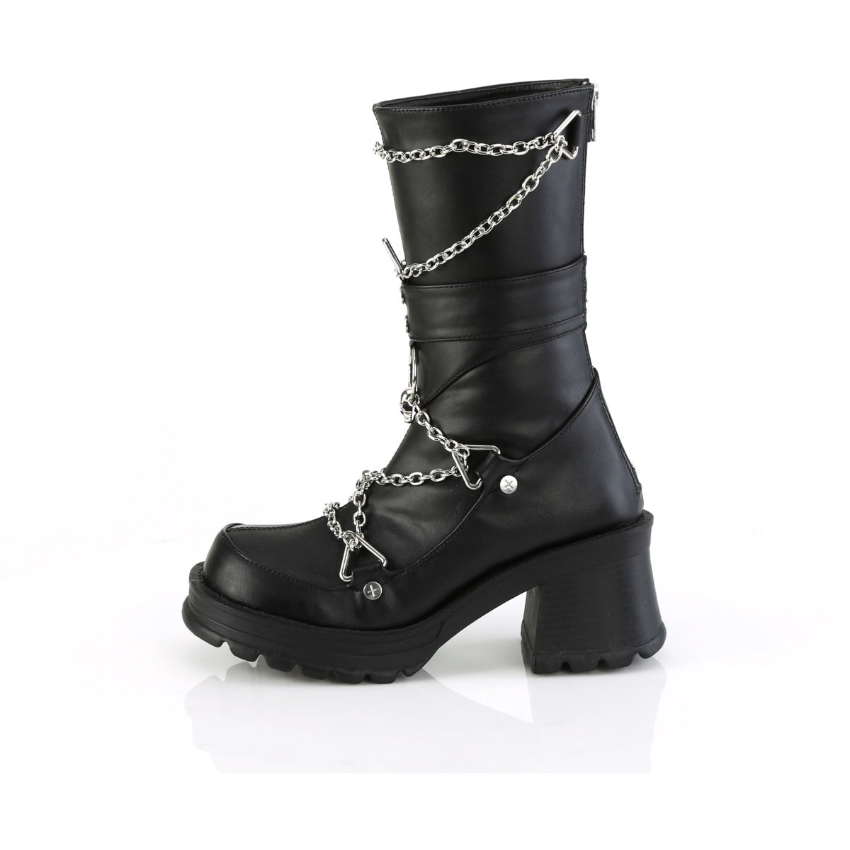 2 3/4" Heel, 1" Platform Mid-Calf Boot, Back Zip Pleaser Demonia BRATTY120/BVL