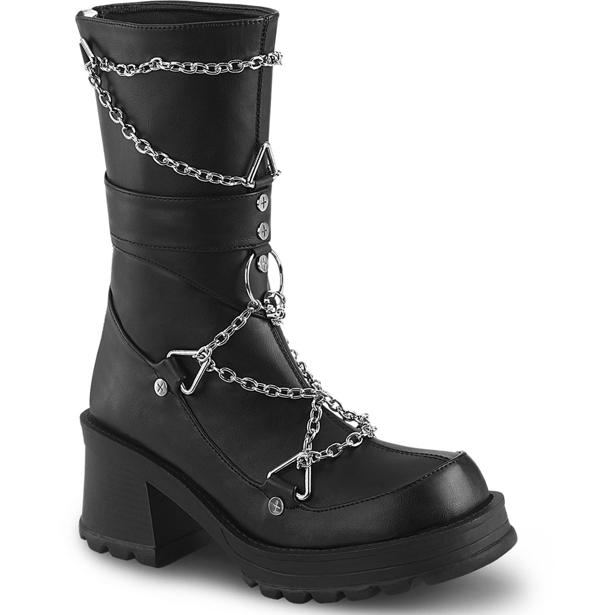 2 3/4" Heel, 1" Platform Mid-Calf Boot, Back Zip Pleaser Demonia BRATTY120/BVL