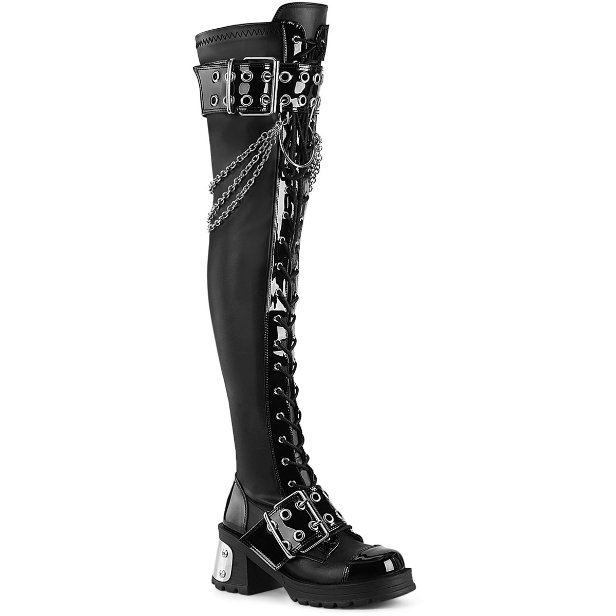 2 3/4" Chunky Heel, 1" Pf Over-The-Knee Boot, Inside Zip Pleaser Demonia BRATTY/304