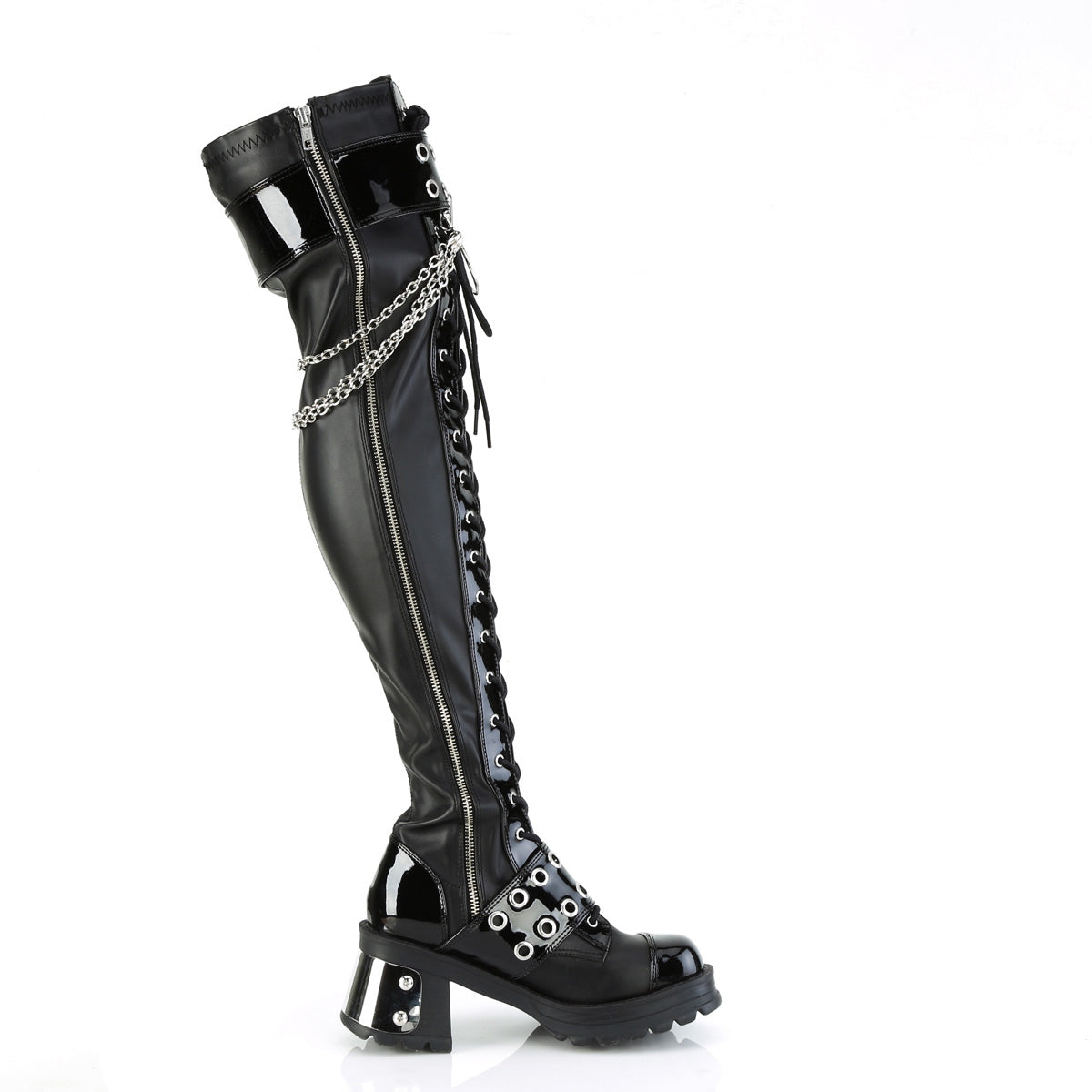 2 3/4" Chunky Heel, 1" Pf Over-The-Knee Boot, Inside Zip Pleaser Demonia BRATTY/304