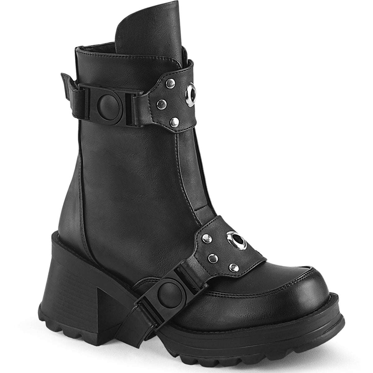 2 3/4" Heel, 1" Platform Ankle Boot, Inside Zip Pleaser Demonia BRATTY56/BVL