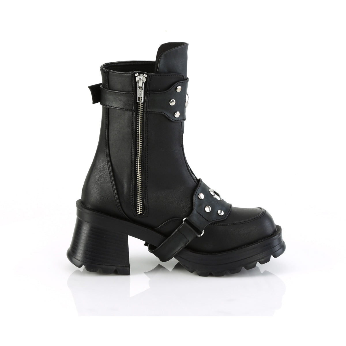 2 3/4" Heel, 1" Platform Ankle Boot, Inside Zip Pleaser Demonia BRATTY56/BVL