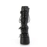 5" Chunky Heel, 3" P/F Lace-Up Mid-Calf Boot, Back Zip Pleaser Demonia CAMEL/115