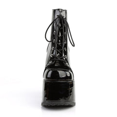5" Chunky Heel, 3" P/F Lace-Up Ankle Boot, Metal Back Zip Pleaser Demonia CAM203/B