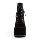 5" Chunky Heel, 3" P/F Lace-Up Ankle Boot, Metal Back Zip Pleaser Demonia CAM203/BVEL