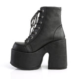 5" Chunky Heel, 3" P/F Lace-Up Ankle Boot, Metal Back Zip Pleaser Demonia CAM203/BVL