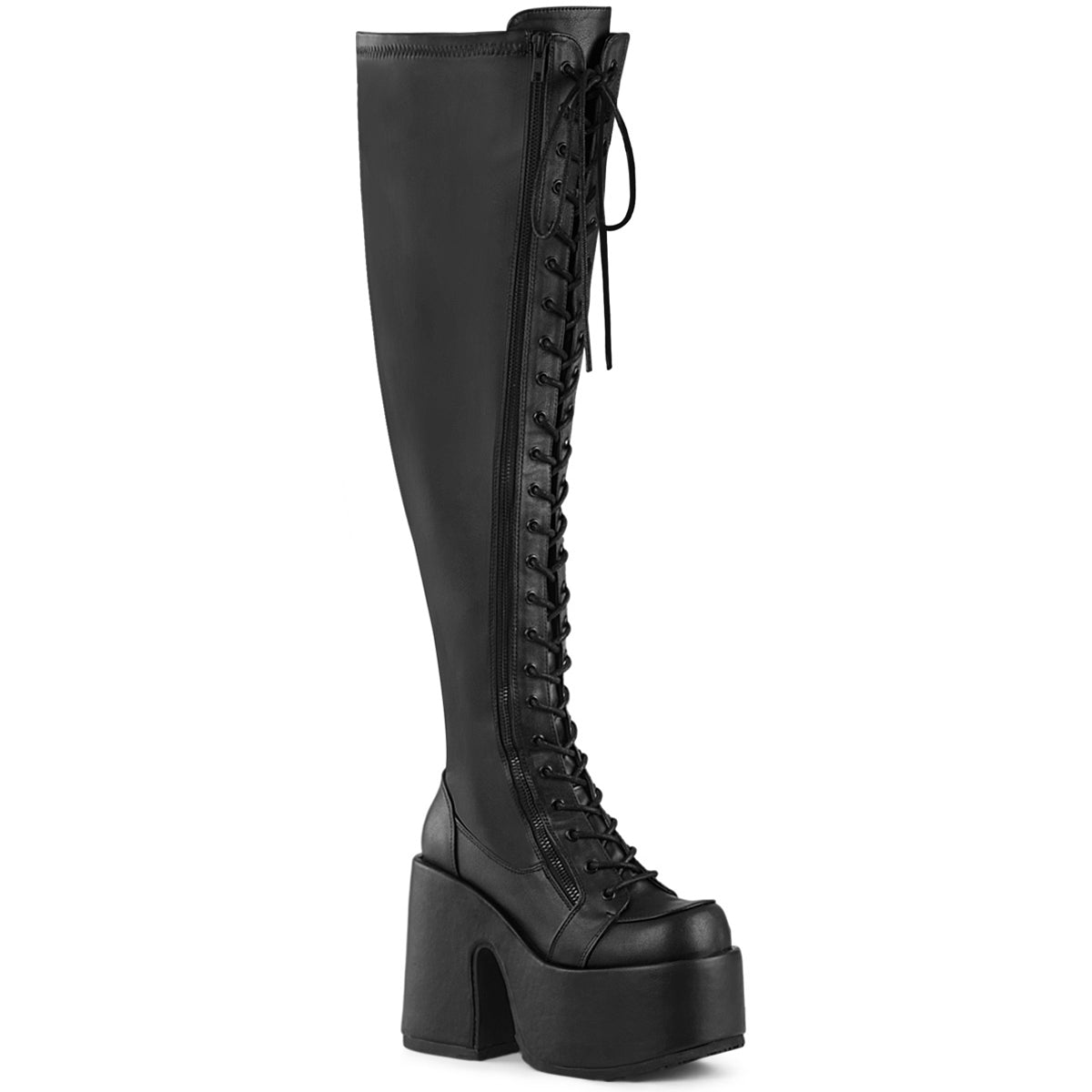 5" Chunky Heel, 3" Pf Wide Calf Thigh-High Boot,Outside Zip Pleaser Demonia CAM300WC/BVL