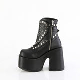 5" Chunky Heel, 3" P/F  Mid-Calf Boot, Side Zip Pleaser Demonia CAMEL/70