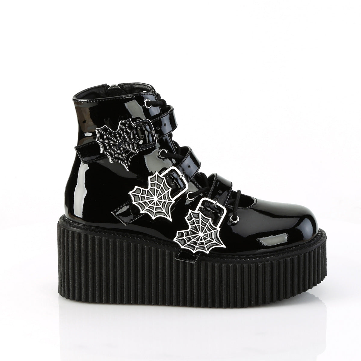 3" Pf Lace-Up Ankle High Creeper W/ Buckle Straps Pleaser Demonia CRE260/B