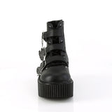 3" Pf Lace-Up Ankle High Creeper W/ Buckle Straps Pleaser Demonia CRE260/BVL