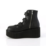 3" Pf Lace-Up Ankle High Creeper W/ Buckle Straps Pleaser Demonia CRE260/BVL