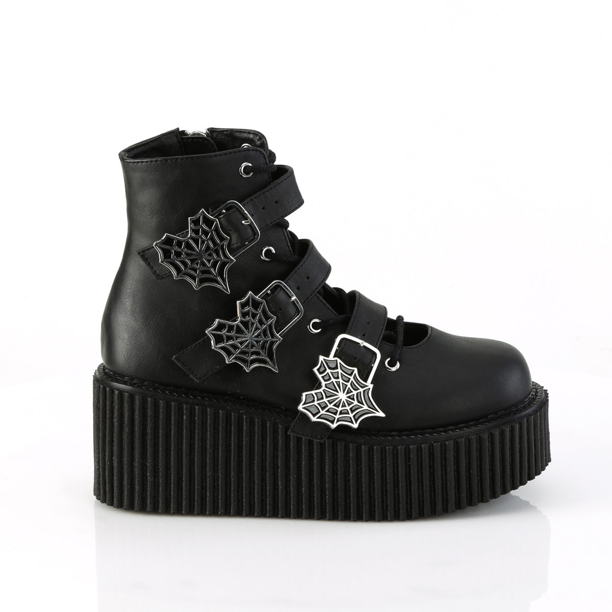 3" Pf Lace-Up Ankle High Creeper W/ Buckle Straps Pleaser Demonia CRE260/BVL