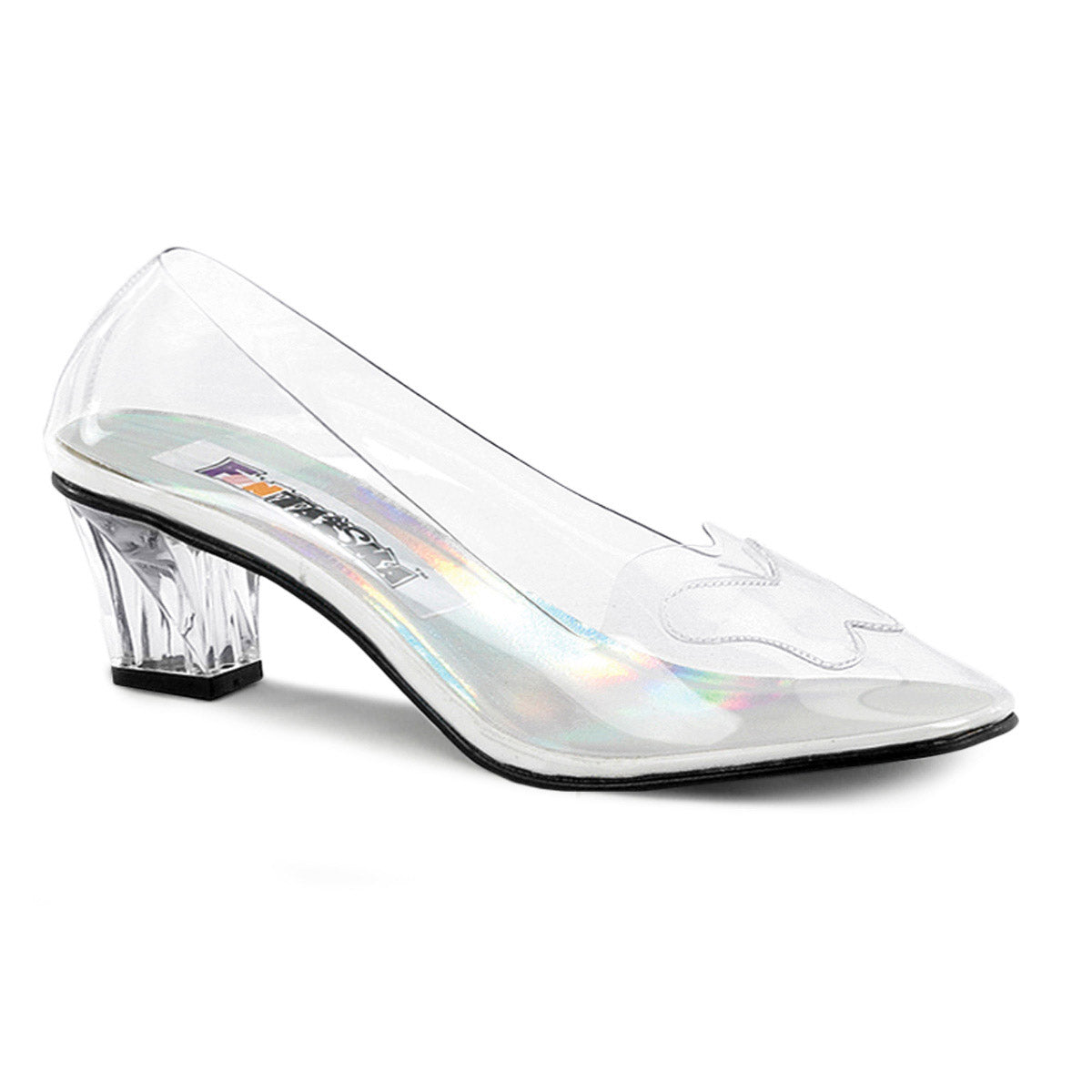Sexy Butterfly Trim "Glass" Slipper Fantasy Slip On High Heels Shoes Pleaser Funtasma CRYSTAL/103