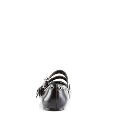 Spooky Skull Buckle Double Strap Mary Jane Eyelet Ballet Flats Shoes Pleaser Demonia DAISY/03