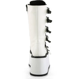 3 1/2" Pf Mid-Calf Boot W/6 Bucklestraps, Metal Side Zip Pleaser Demonia DAM225/WVL