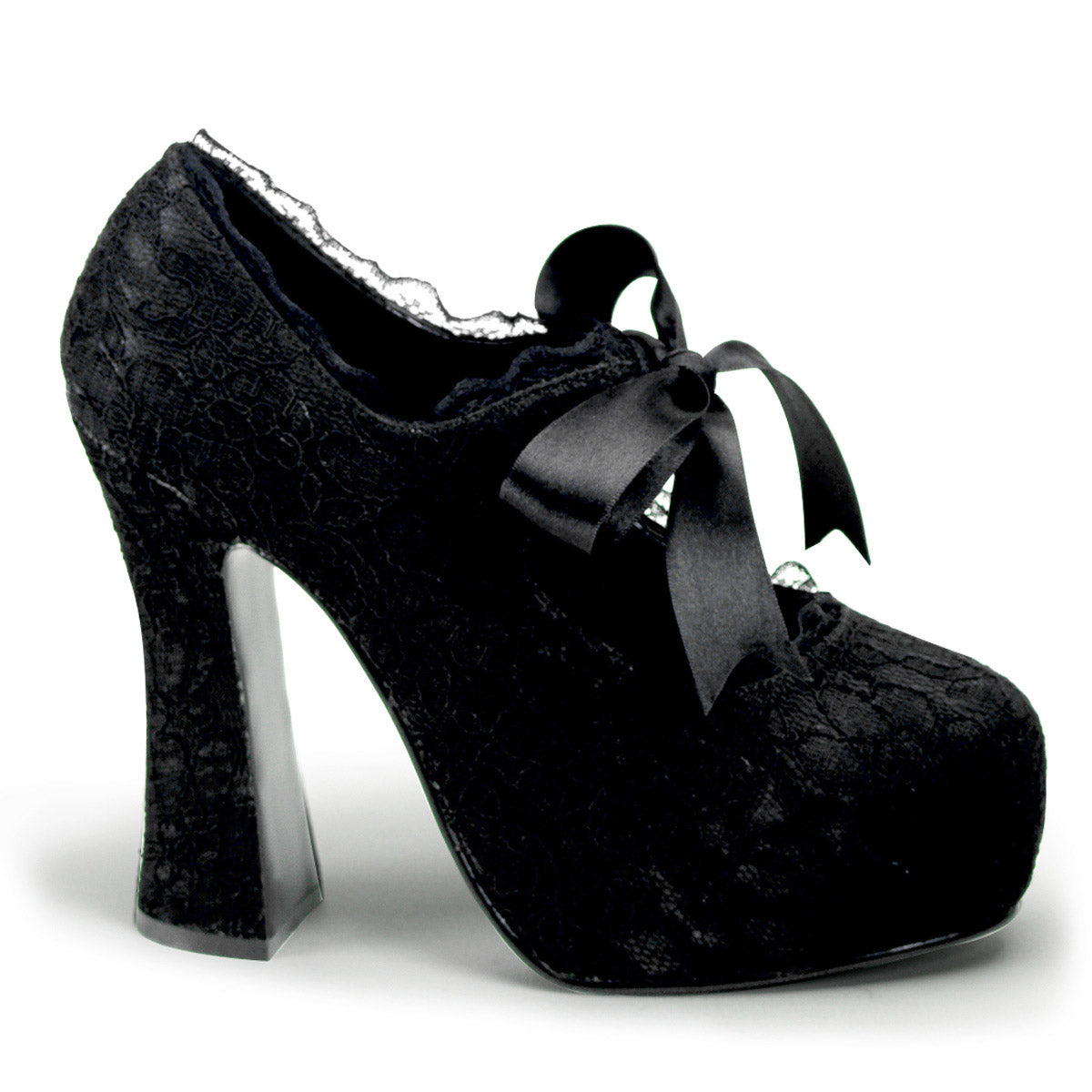 Sexy Hidden Platform Mary Jane Pumps Lace Overlay High Heels Shoes Pleaser Demonia DEMON/11