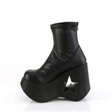 5" Star Cutout Platform Wedge Ankle Boot, Back Zip Pleaser Demonia DYN100/BVL