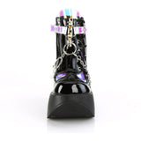 5" Star Cutout Pf Wedge Side Lace-Up Ankle Boot, Side Zip Pleaser Demonia DYNAMITE/101