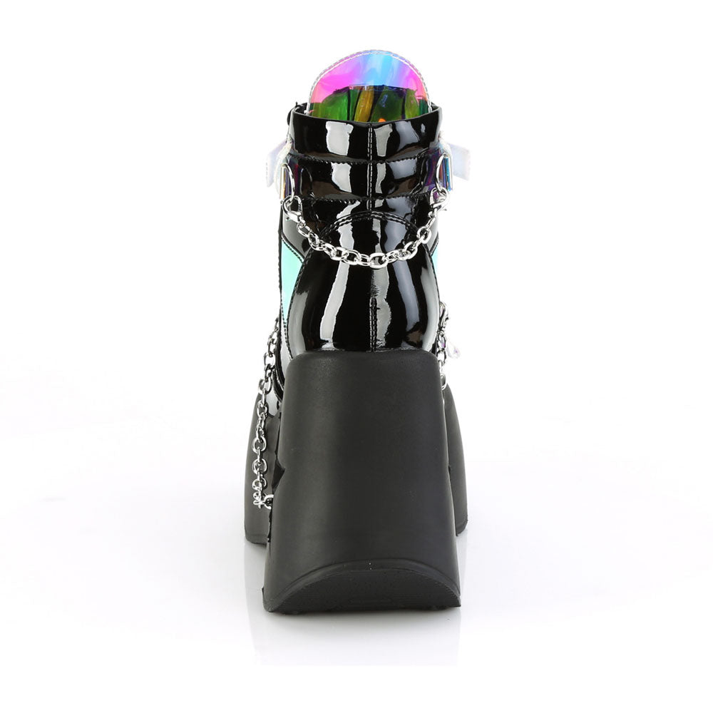 5" Star Cutout Pf Wedge Side Lace-Up Ankle Boot, Side Zip Pleaser Demonia DYNAMITE/101