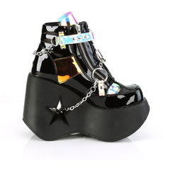 5" Star Cutout Pf Wedge Side Lace-Up Ankle Boot, Side Zip Pleaser Demonia DYNAMITE/101