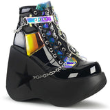 5" Star Cutout Pf Wedge Side Lace-Up Ankle Boot, Side Zip Pleaser Demonia DYNAMITE/101