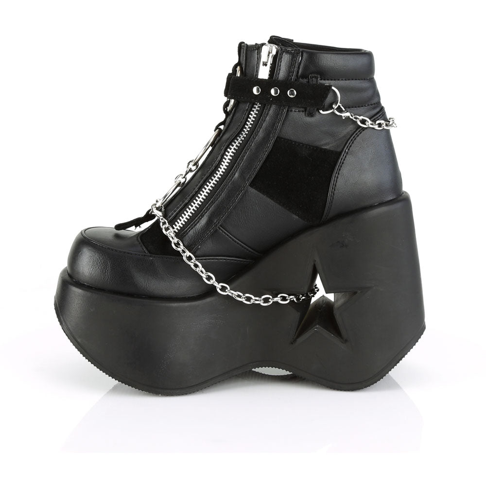 5" Star Cutout Pf Wedge Side Lace-Up Ankle Boot, Side Zip Pleaser Demonia DYNAMITE/101