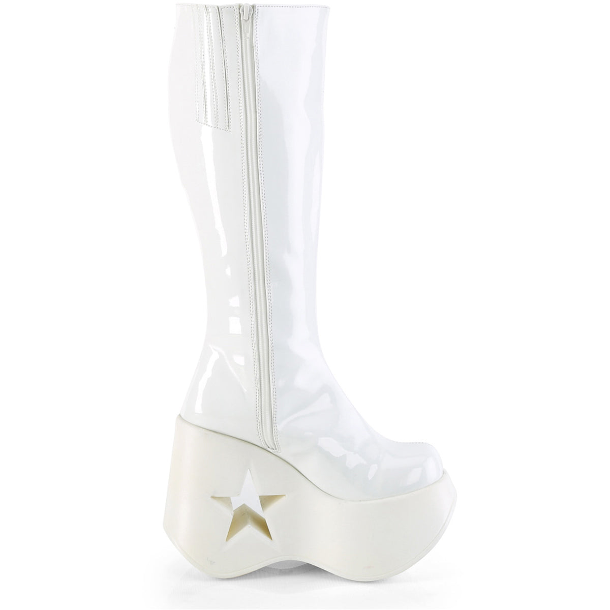 5" Star Cutout Pf Wedge Knee High Boot, Inside Zip Pleaser Demonia DYNAMITE/218