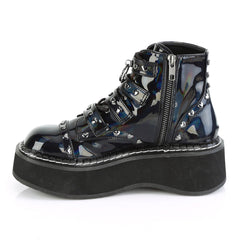 2" Platform Lace-up Front/buckle Strap Ankle Boot, Side Zip Pleaser Demonia EMILY/315