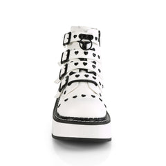 2" Platform Lace-up Front/buckle Strap Ankle Boot, Side Zip Pleaser Demonia EMILY/315